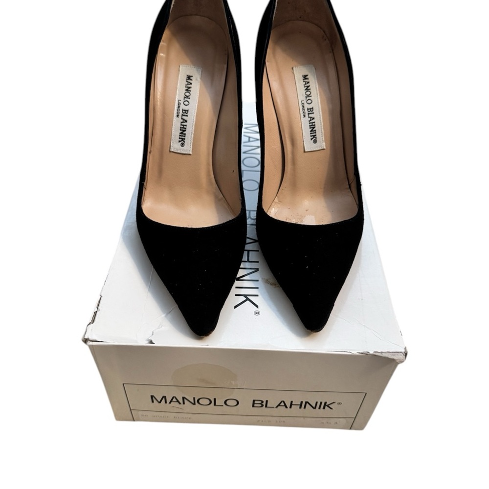 MANOLO BLAHNIK BB 105mm Black Suede Pumps Size 5.5 - Picture 2 of 9